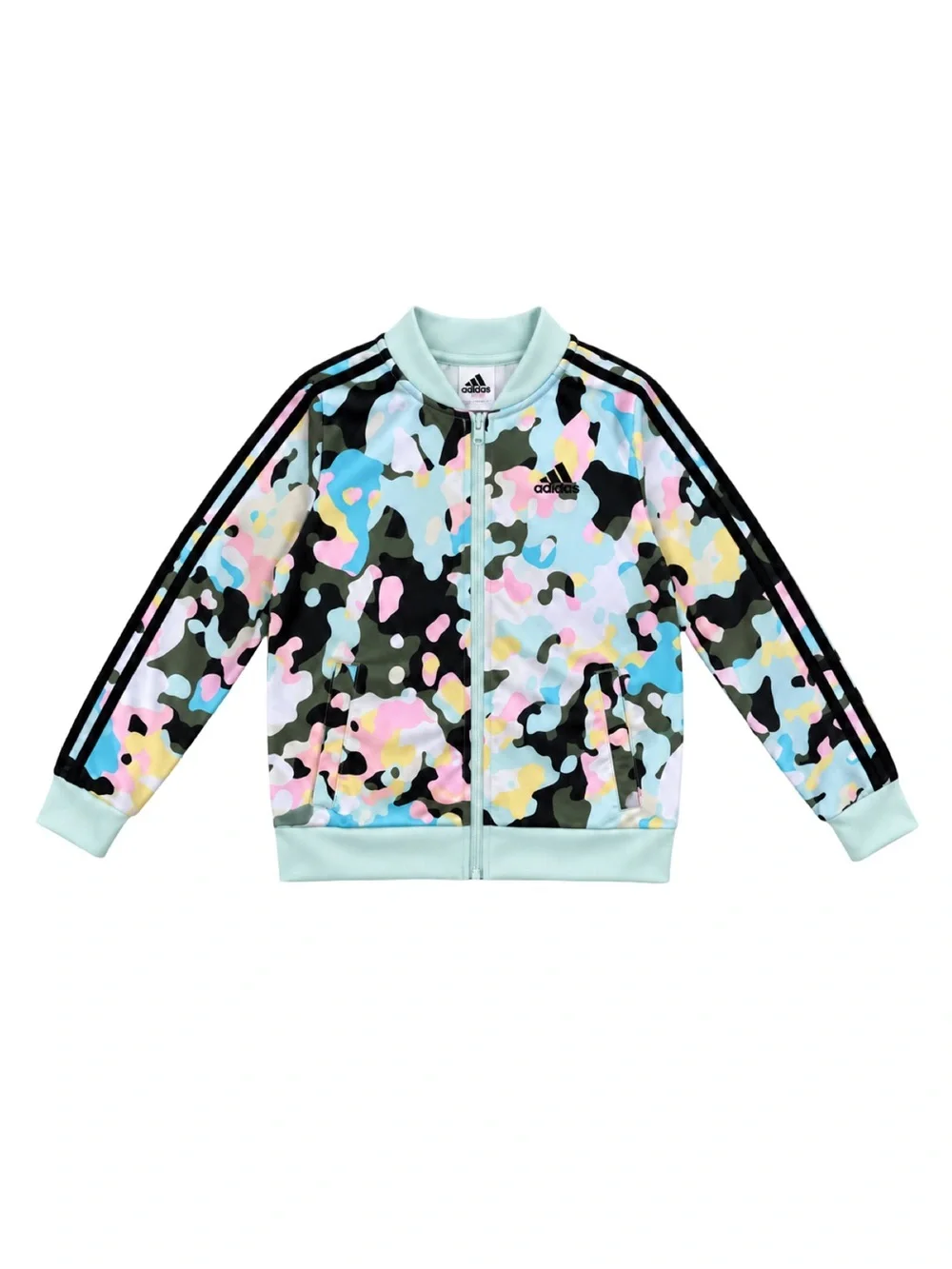 Adidas Girls Pastel Camo Track Jacket Multicolor Size Medium 10/12